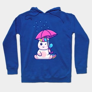 Cute Unicorn Holding Umbrella Cartoon Hoodie